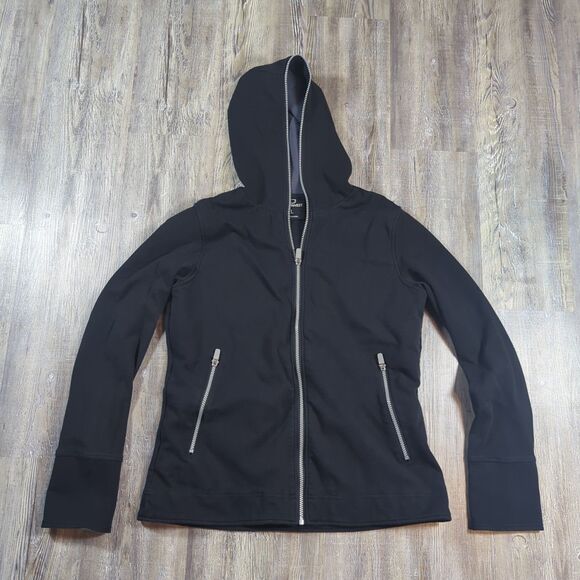 SCOTTeVest TEC Travel Jacket Black Size Large Cotton Hoodie Hooded Full Zip - Picture 1 of 15